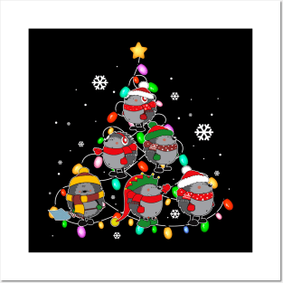 Santa Hedgehog Christmas Tree Funny Hedgehog Christmas Light Posters and Art